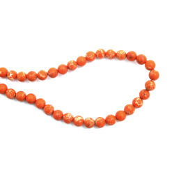 String of Semi-Precious Stone Beads Orange IMPERIAL JASPER, Ball: 8 mm ~ 47 pieces