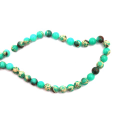 String of Semi-Precious Stone Beads Blue-Green IMPERIAL JASPER, Ball: 8 mm ~ 47 pieces
