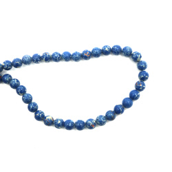 String of Semi-Precious Stone Beads Dark Blue IMPERIAL JASPER, Ball: 8 mm ~ 47 pieces