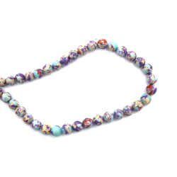 String of Semi-Precious Stone Beads Light Blue-Purple IMPERIAL JASPER, Ball: 8 mm ~ 47 pieces