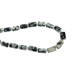 Snowflake Obsidian Ribbed Cylinder, 6~8x11~13 mm, Strand, Natural Stones, 28~31 pieces