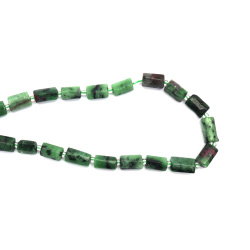 Ruby in Zoisite (Anyolite) Ribbed Cylinder, 7~9x11~13 mm, Strand, Natural Stones, ~29 pieces