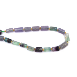 Rainbow Fluorite Ribbed Cylinder, 6~8x7~12 mm, Strand, Natural Stones, ~27~32 pieces