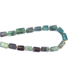 Rainbow Fluorite Class A Ribbed Cylinder, 9~10x14~15 mm, Strand, Natural Stones, ~25~26 pieces
