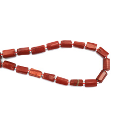 Red Jasper Ribbed Cylinder, 7~9x12~14 mm, Strand, Natural Stones, ~27~31 pieces