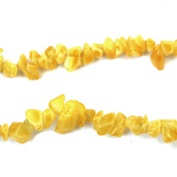 Colored Agate Strand Of Natural Stone Chips, Measuring 5-7 Mm In Yellow Color And Approximately 85 Cm In Length