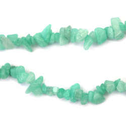 Dyed Agate Strand, Natural Stone Chips, 5-7 mm, Color Mint, ~85 cm