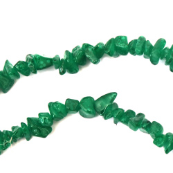 Dyed Agate Strand, Natural Stone Chips, 5-7 mm, Color Dark Green, ~85 cm