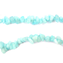 Dyed Agate Strand, Natural Stone Chips, 5-7 mm, Color Blue, ~85 cm