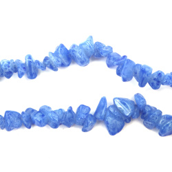 Dyed Agate Strand, Natural Stone Chips, 5-7 mm, Color Dark Blue, ~85 cm