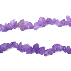 Dyed Agate Strand, Natural Stone Chips, 5-7 mm, Color Purple, ~85 cm