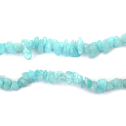 Dyed Quartz Strand, Aquamarine Imitation, Natural Stone Chips, 5-7 mm, ~85 cm