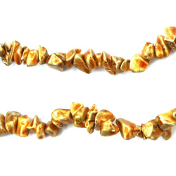 Colored Magnesite Chips, Measuring 5-7 Mm In Gold Color And Approximately 80 Cm In Length