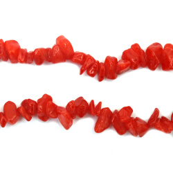 Colored Agate Strand Of Natural Stone Chips, Measuring 5-7 Mm In Orange Color And Approximately 85 Cm In Length