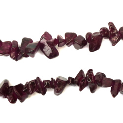 Colored Agate Strand Of Natural Stone Chips, Measuring 5-7 Mm In Orchid Color And Approximately 85 Cm In Length