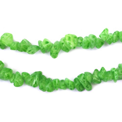 Colored Agate Strand Of Natural Stone Chips, Measuring 5-7 Mm In Light Green Color And Approximately 85 Cm In Length