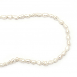 String Beads Natural Baroque Pearl 6~7x7~11mm Hole 0.5mm Class A Color Cream ~40 Pieces