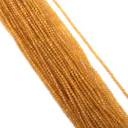 Snur de margele piatra semipretioasa CUART OCHI DE PISICA bile colorata naturala fatata 3±3,25 mm gaura 0,5 mm placa galvanica culoare galben ~118 bucati
