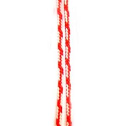 Red and White Knitted Cord G6-13 / 2 mm - 50 m