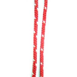 Red and White Knitted Cord G6-11 for DIY Martenitsi / 2 mm - 50 meters