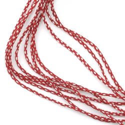 Red and White Round Cord SHA1-1 for Martenitsas / 1.5 mm - 50 meters