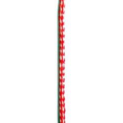 Red and white round braided thread 4 mm -50 meters