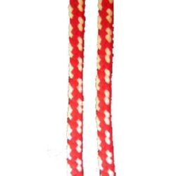 Round Knitted Red-White Polyester Cord (B 81 Pan), 5 mm - 30 meters