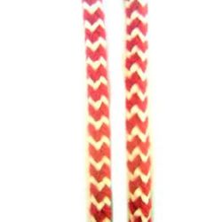 Red-White Round Polyester Cord (B 21 Pan), 6 mm / Herringbone Knit - 30 meters
