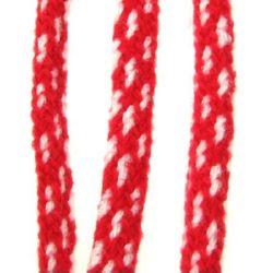 Red-White Polyester Cord (V 7 Pan) for DIY MARTENITSAS / 8 mm - 30 meters