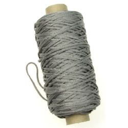 Snur din poliester 2 mm pentru bratari si coliere culoare argintiu -100 metri