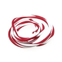 Rubber Cord, white and red 4 mm -5 meters