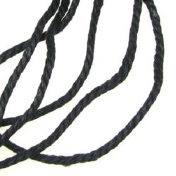 Cordon de bumbac colorat 3 mm negru ~ 80 metri