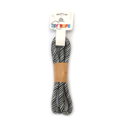 Paracordă/coardă de parașută/coardă DIY din poliester 10 mm culoare alb-negru ~1 metru