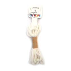 White Polyester Mohair-Style Knitted Cord 5 mm – Fluffy, Durable & Decorative Craft Yarn, ~2.7 m Roll