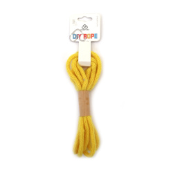 Yellow Polyester Mohair-Style Knitted Cord 5 mm – Fluffy, Durable & Decorative Craft Yarn, ~2.7 m Roll