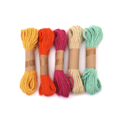 Jute Rope, 3 Strands for Decoration, 2 mm, 5 Pieces x 10 Meters