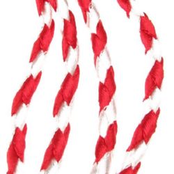 Κορδόνι πολυαμίδιο  5 mm  λευκό και κόκκινο -4 μέτρα