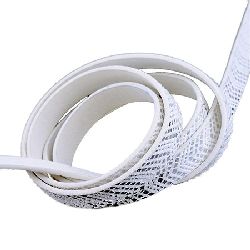 Eco leather ribbon 10x2 mm white with silver -1.20 meters