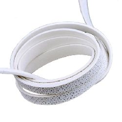 Eco leather ribbon 10x2 mm white with brocade -1.20 meters