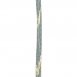 Banda denim textil 10x2 mm culoare albastru deschis cu auriu -1 metri