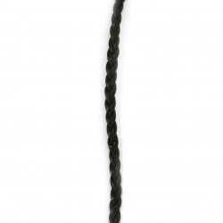 Шнур изкуствена кожа 5x1.5 мм плосък плитка цвят черен -1 метър