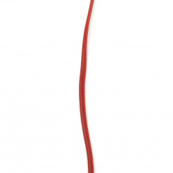 Cordon din piele ecologică 4x2 mm cu umplutură roșie -1 metru