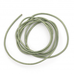 Natural leather cord 1.5 mm pearl green - 1 meter