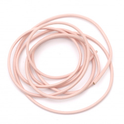 Шнур естествена кожа 2 мм розов светъл - 1 метър