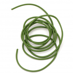 Шнур естествена кожа 2 мм зелен - 1 метър