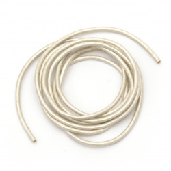Natural leather cord 2 mm pearl ivory - 1 meter
