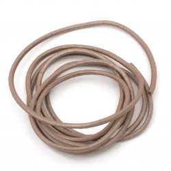 Natural leather cord2 mm pearl cappuccino - 1 meter