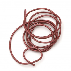 Natural leather cord 2 mm pearl burgundy - 1 meter
