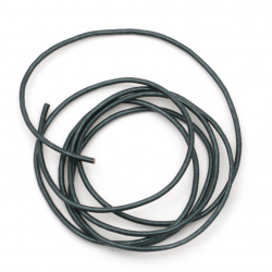 Natural leather cord 2 mm pearl color blue dark - 1 meter