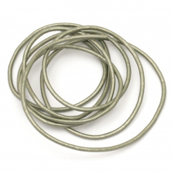 Natural leather cord 2 mm pearl green - 1 meter